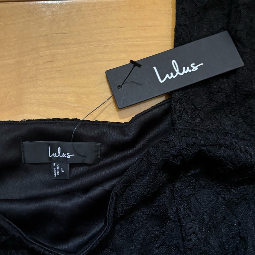 Lulus Sensationally Poised Black Lace Long Sleeve Maxi Dress Size Large New Tag - Picture 7 of 8